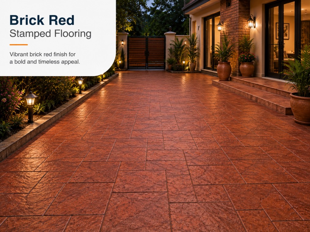 Brick Red Stamped Concrete Flooring
