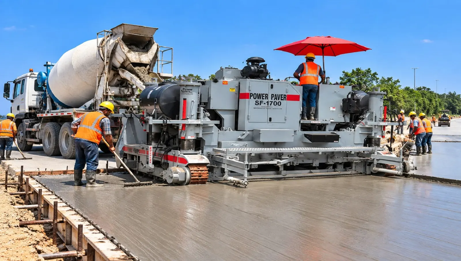 Process illustration: concrete paving and level control