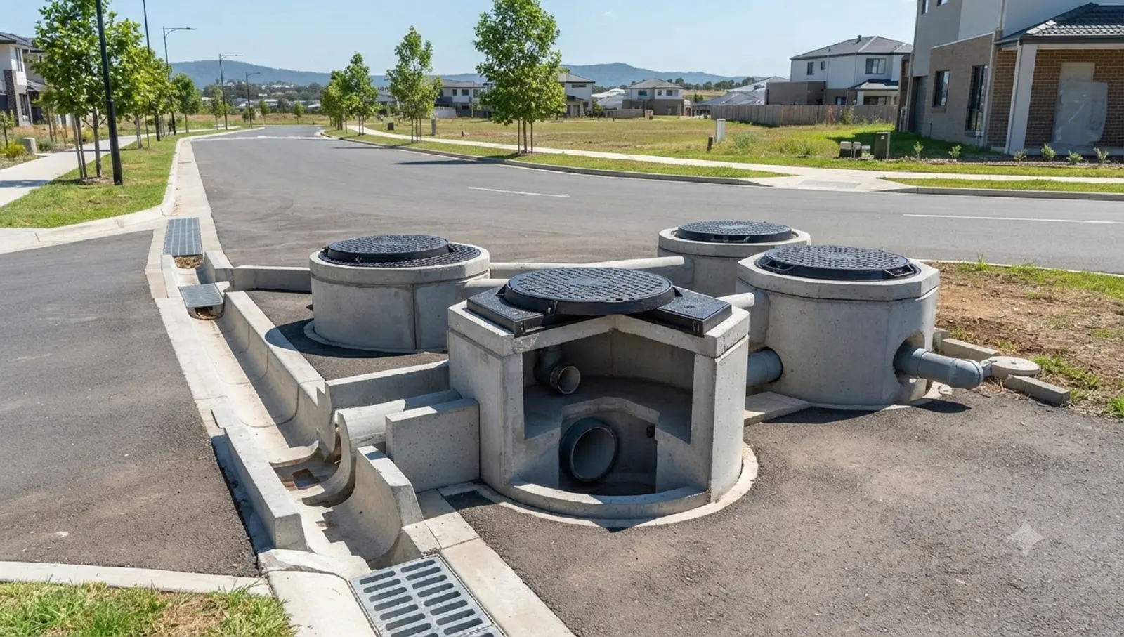 Process illustration: completed roadside drainage connection