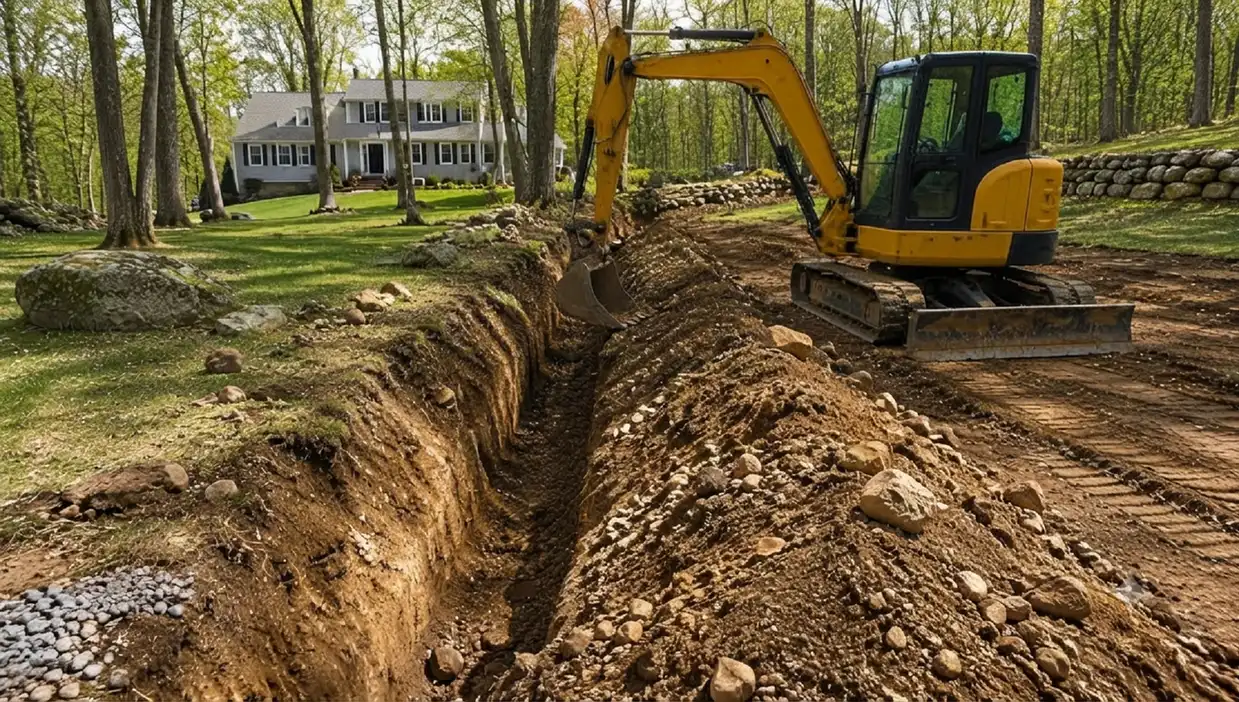 Process illustration: drainage trench excavation