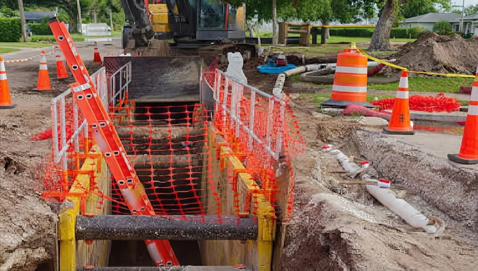 Process illustration: drainage work-zone preparation