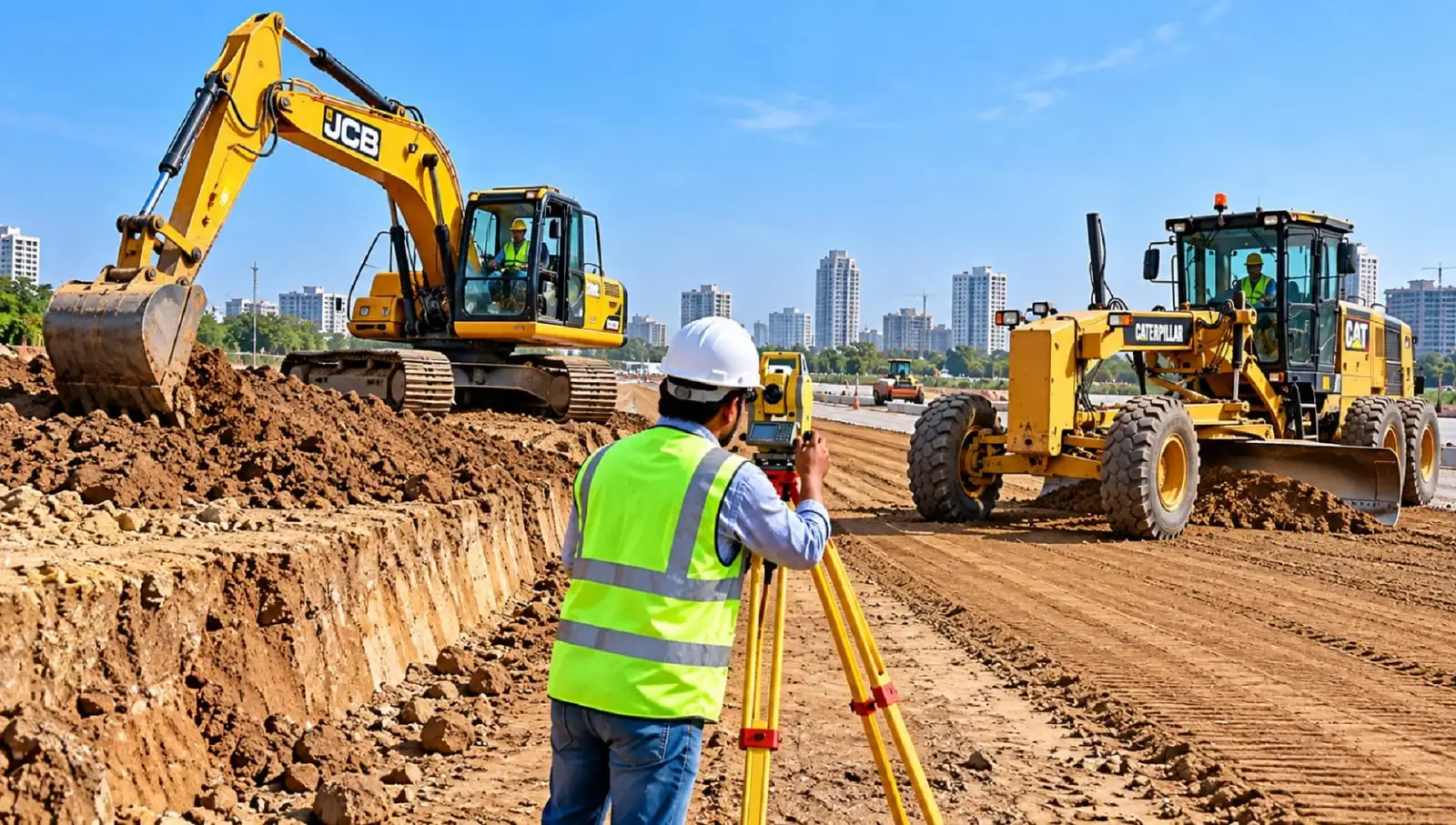 Process illustration: embankment soil laying and grading