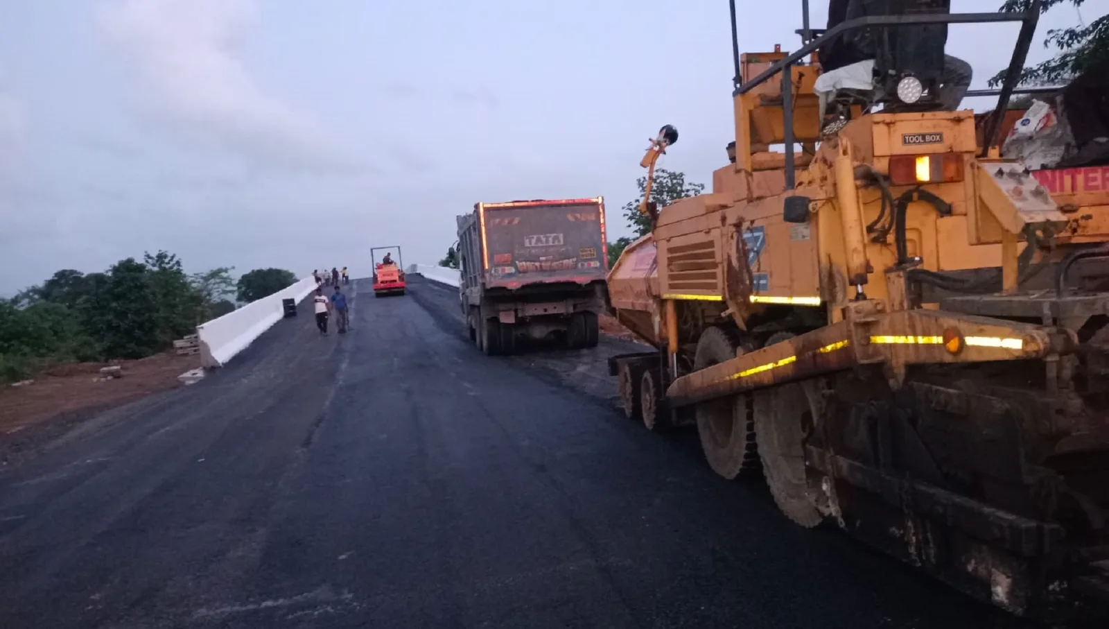 Bituminous surfacing work at the Karjat road project