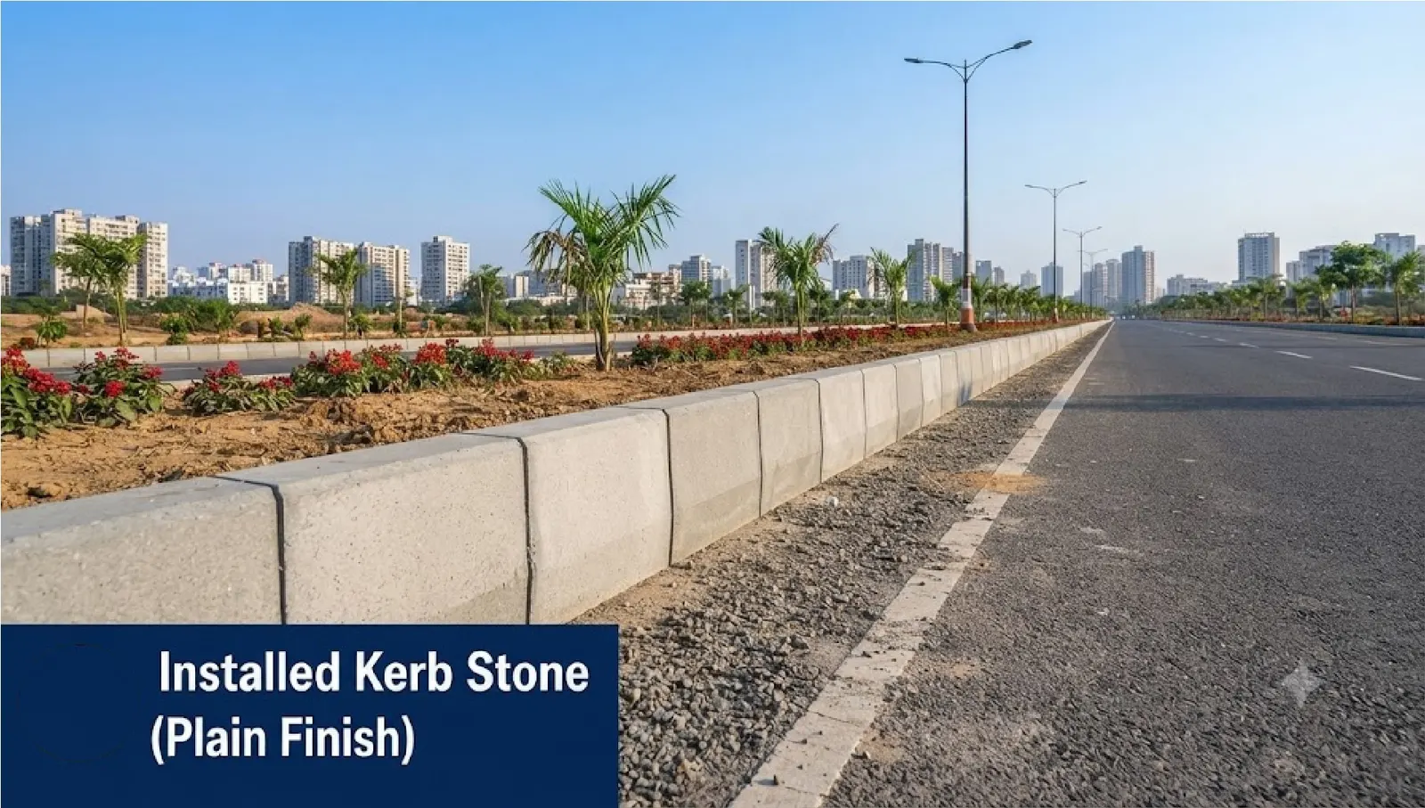 Process illustration: completed kerb-stone installation