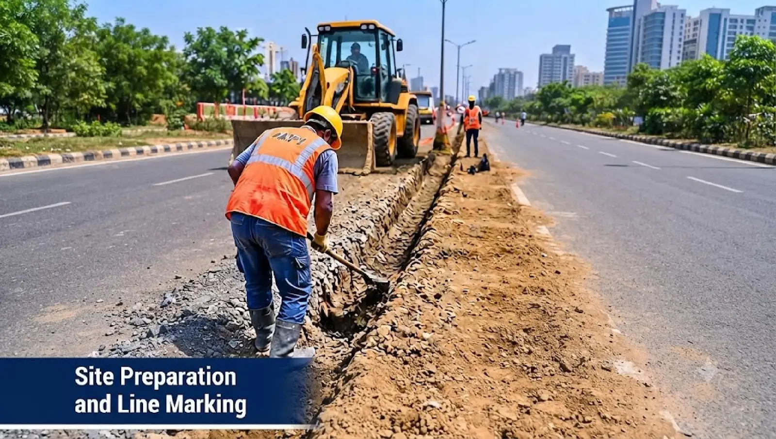 Process illustration: kerb-stone site preparation