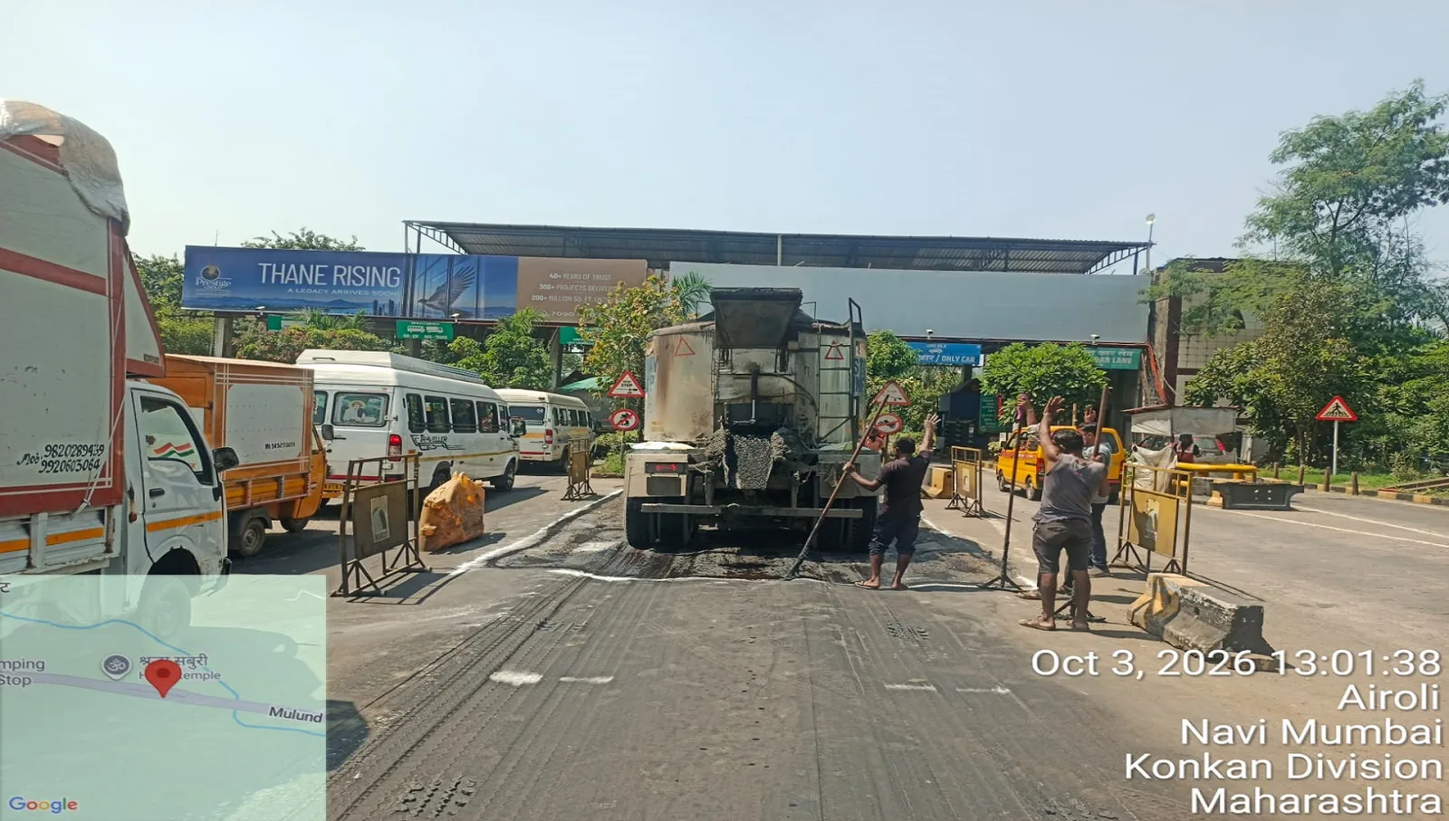 Bituminous mastic material placement and site coordination