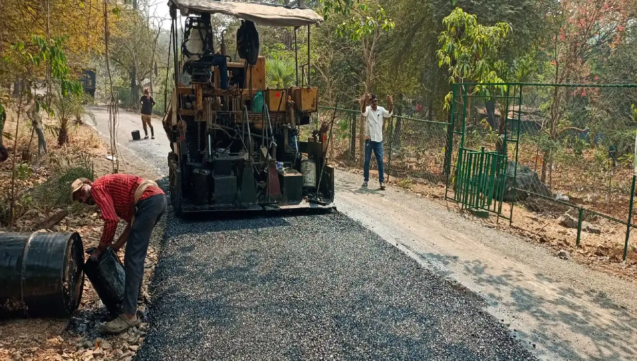 Road paving work at National Park Borivali