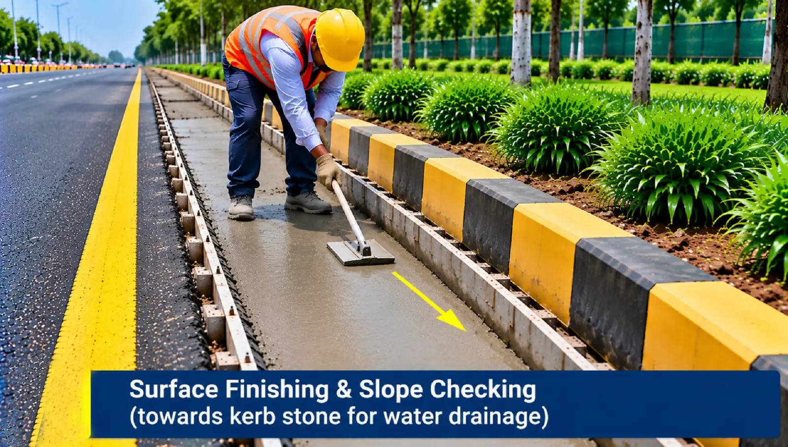 Process illustration: water-table drain slope finishing